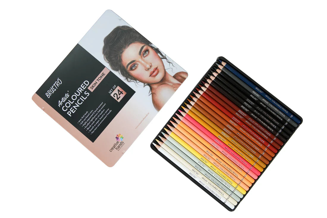BRUSTRO Artist's Colour Pencil Skin Tone| Set of 24 (in an Elegant tin Box)