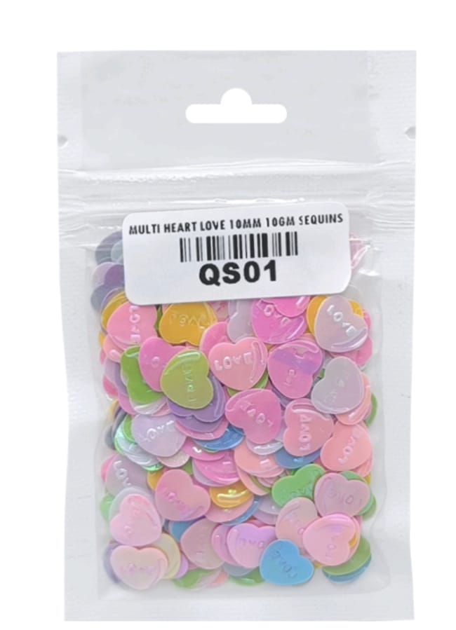 Qs01 Multi Color heart Love sequins 10g