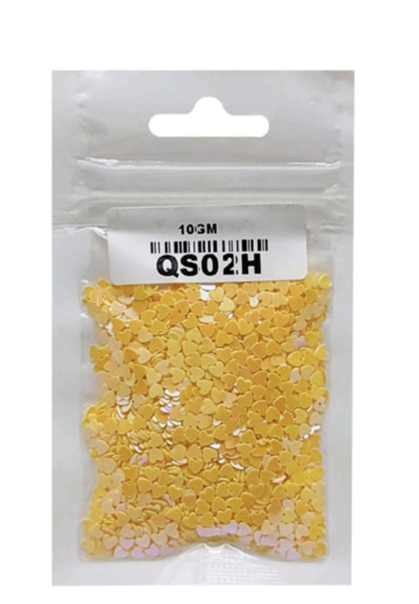Qs02H Yellow Color heart sequins 10g