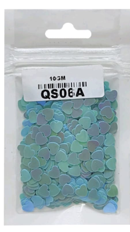 Qs06A Aqua Blue Heart sequins 10g