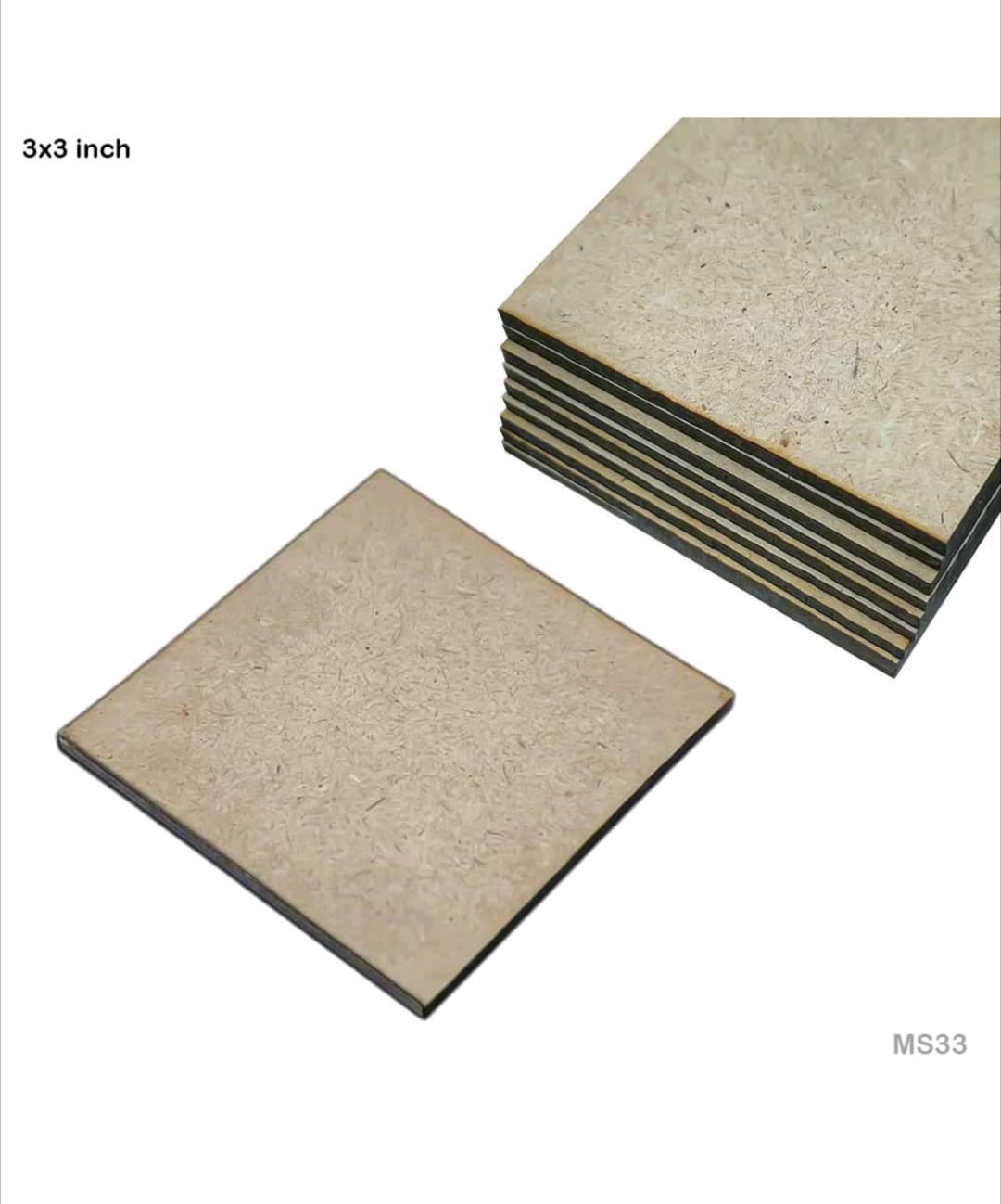 MDF Square 3X3 Inch Pack of 10 (4MM)