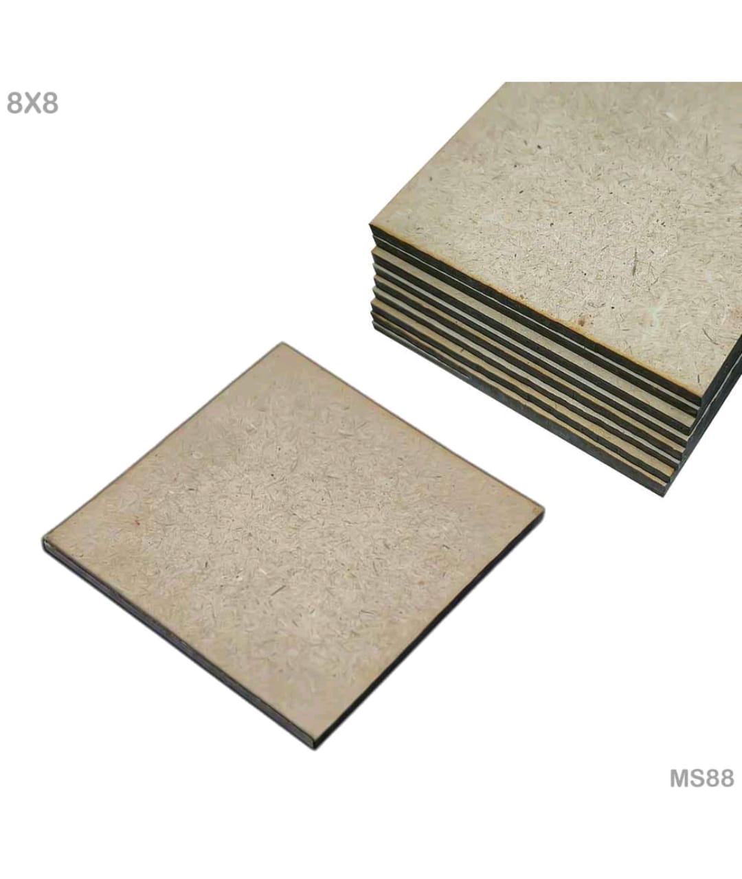 MDF Square 8X8 Inch Pack of 10 (3MM)