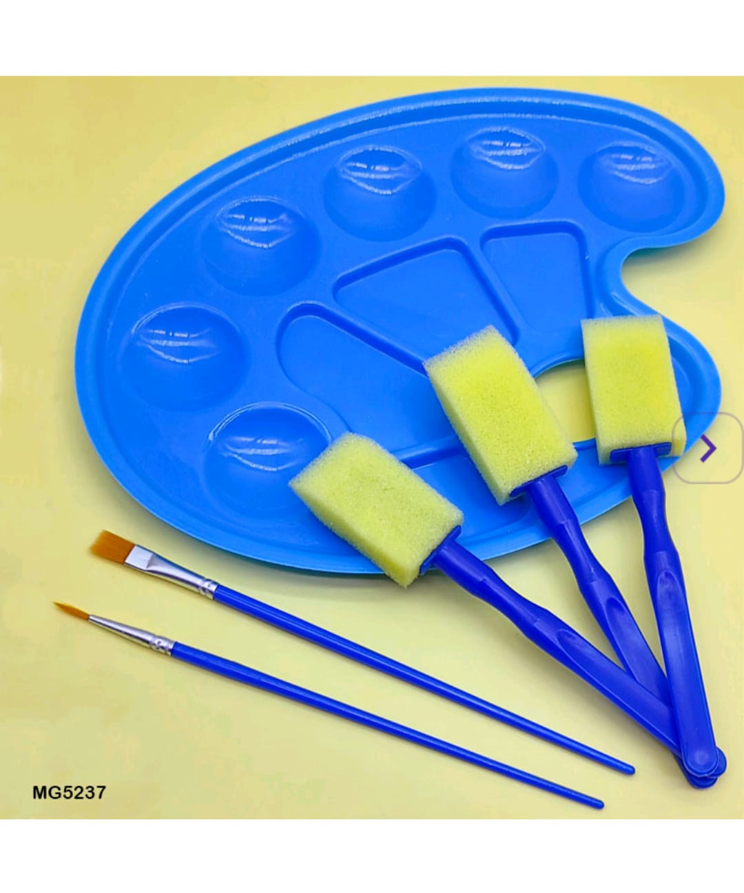 6Pc Kids Paint Kit 3pc Sponge 2pc Brush 1pc Palette MG5237