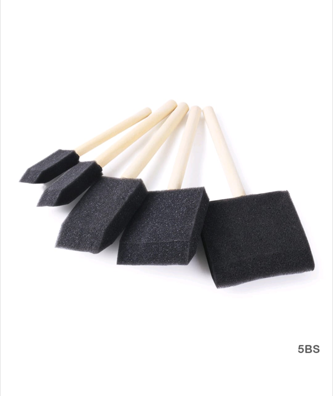 5Pc Black Sponge set Wooden Handle 5BS
