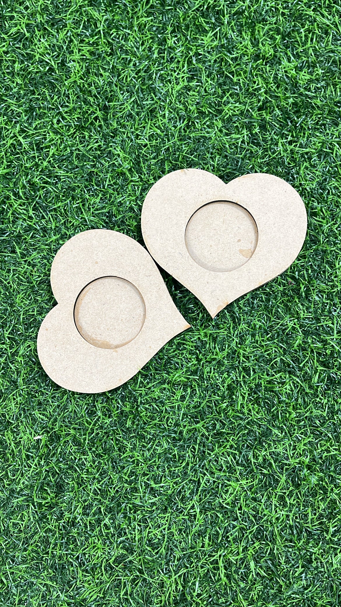 MDF T candle Heart Shape 2pc 4Inch (2 Layer 4mm each)