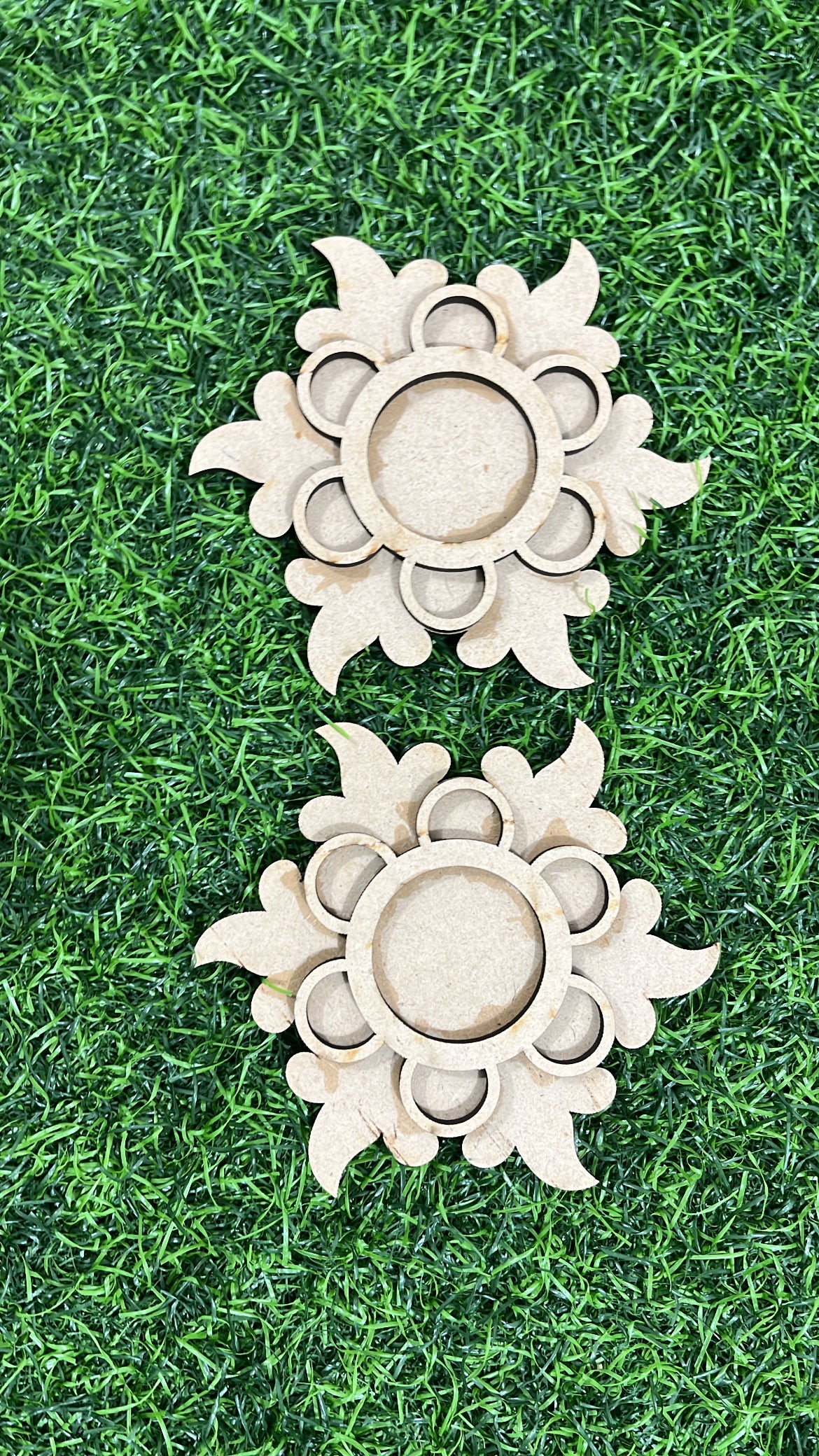 MDF T Candle Flower Shape 2pc 4Inch (2layer of 4mm each)