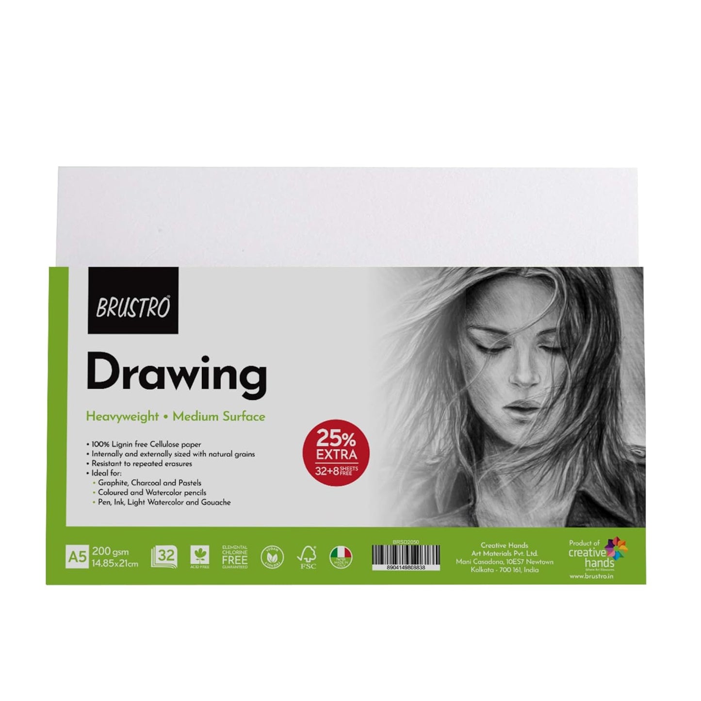 Brustro Sketching & Drawing Papers 200 GSM A5, 32 + 8 Free Sheets