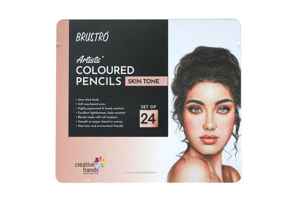 BRUSTRO Artist's Colour Pencil Skin Tone| Set of 24 (in an Elegant tin Box)