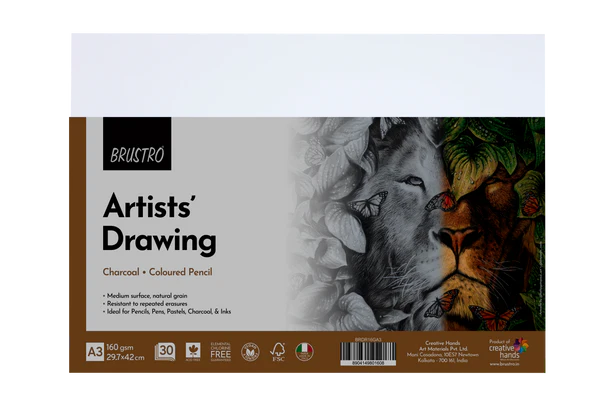 Brustro Artists Drawing Paper 160 GSM A3 Size, Pack of 30 Sheets