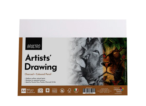 BRUSTRO Artist's Drawing Papers | 160 GSM, A4, Pack of 30 Sheets |