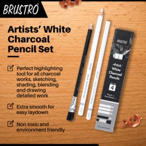 BRUSTRO Artists White Charcoal Pencil Set