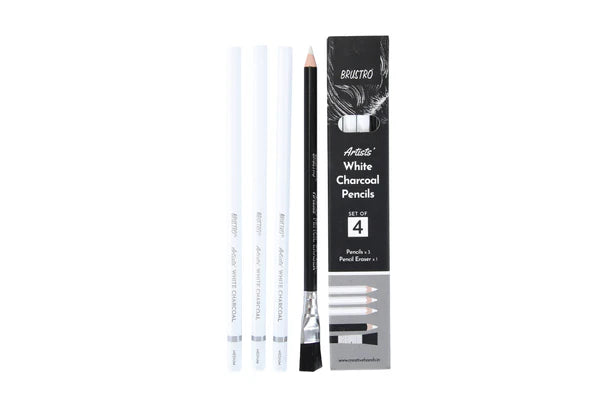 BRUSTRO Artists White Charcoal Pencil Set