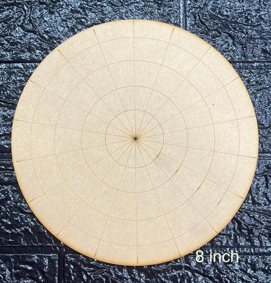 Pre-Marked MDF for Mandala Pichwai and Lippan art 8 Inch 3MM (MDFPM8-01)