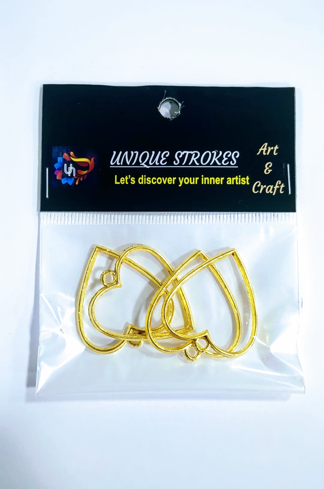 Unique Strokes DIY Metal Imitation 4pcs Gold Heart