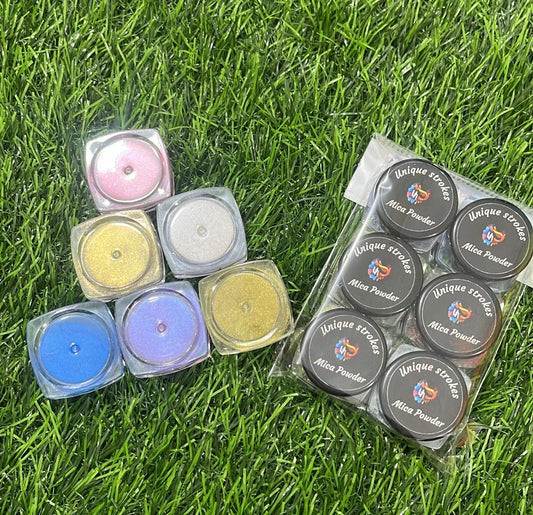 Unique Strokes assorted Mica powder Pack Of 6 12GM (6*2gm)