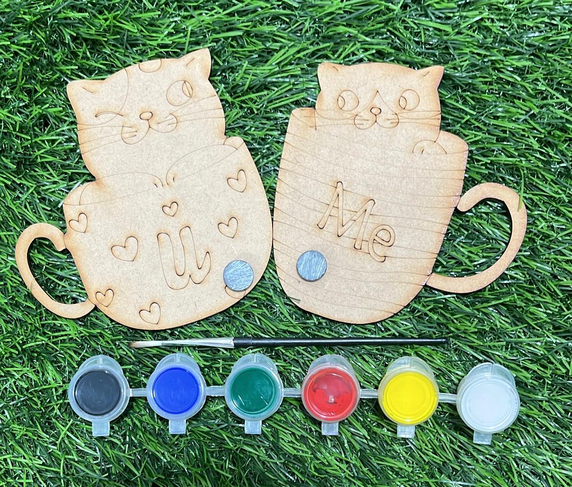 Unique Strokes DIY MDF Fridge Magnet Kit U & Me Coffee Cup