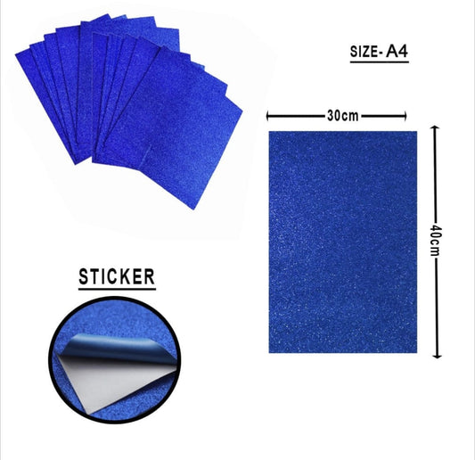 A4 Glitter Foam sheet with Sticker Royal Blue 5pc