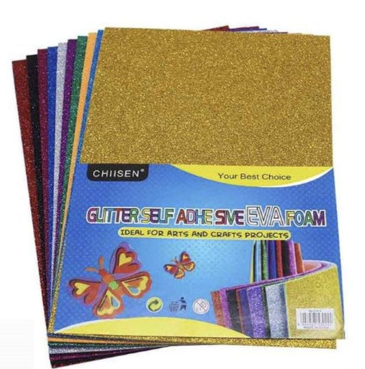 Glitter Foam sheet with Sticker Assorted 10pc