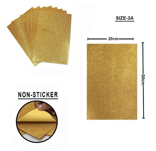 A4 Glitter Foam sheet with out Sticker Golden 5pc