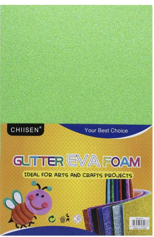 A4 Glitter Foam sheet with out sticker Light Green 5pc