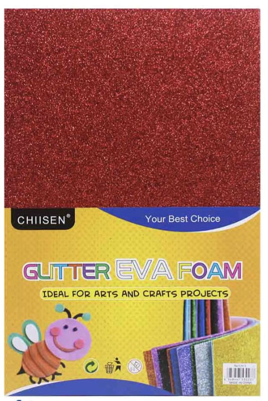 A4 Glitter Foam sheet with out sticker Red 5pc