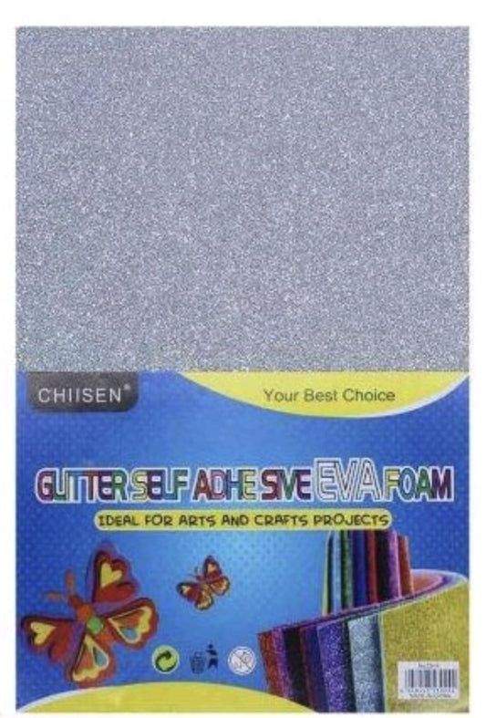 A4 Glitter Foam sheet with out sticker Silver 5pc