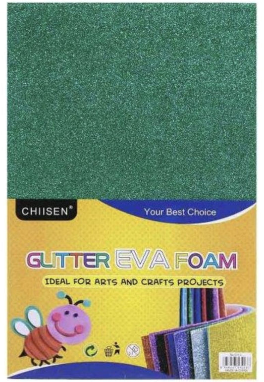 A4 Glitter Foam sheet with out sticker Dark Green 5pc