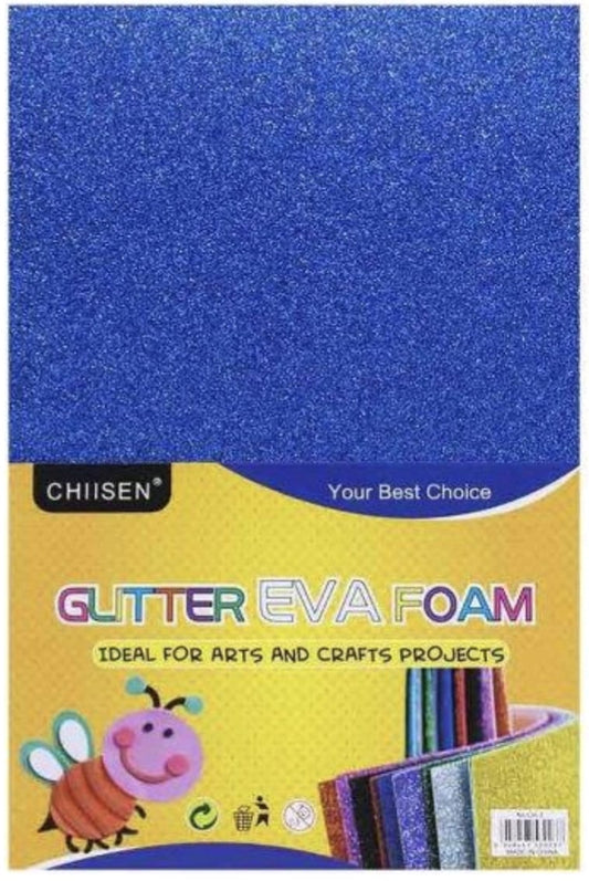 A4 Glitter Foam sheet with out sticker Royal Blue 5pc