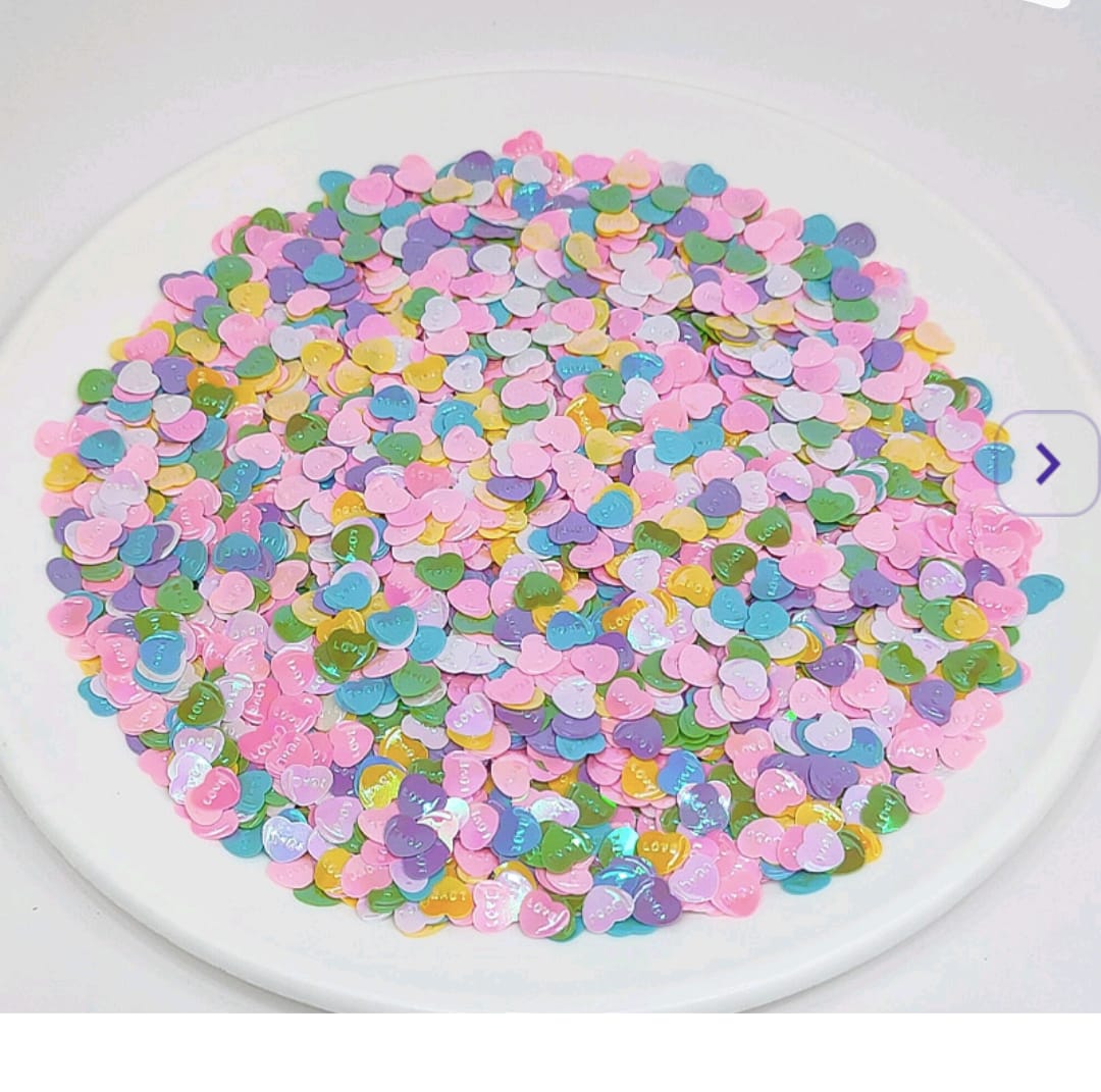 Qs01 Multi Color heart Love sequins 10g
