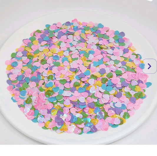 Qs01 Multi Color heart Love sequins 10g