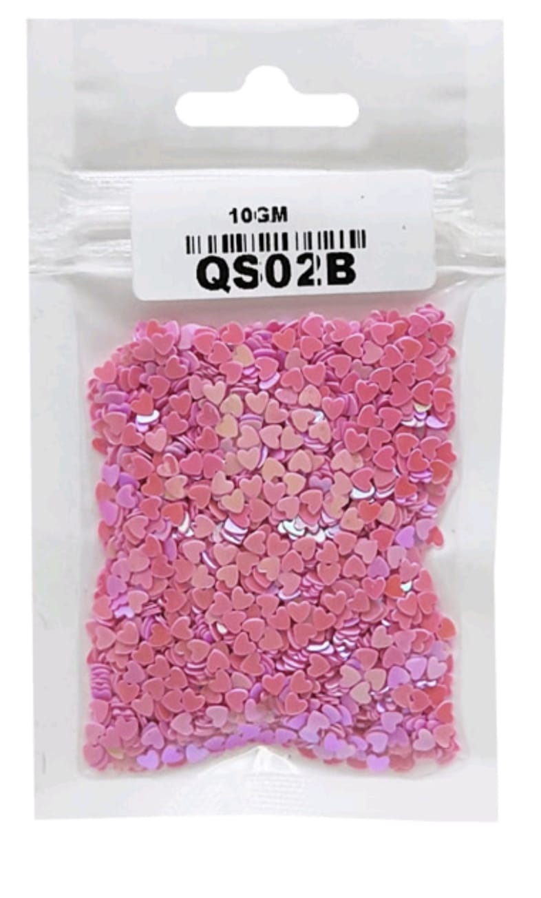 Qs02B Pink Color heart sequins 10g