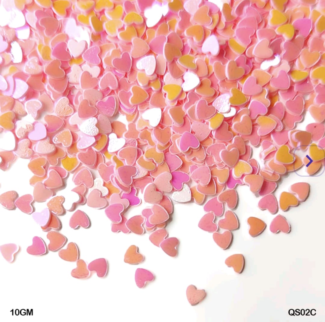 Qs02C Baby Pink Color heart sequins 10g