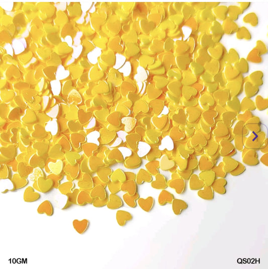 Qs02H Yellow Color heart sequins 10g