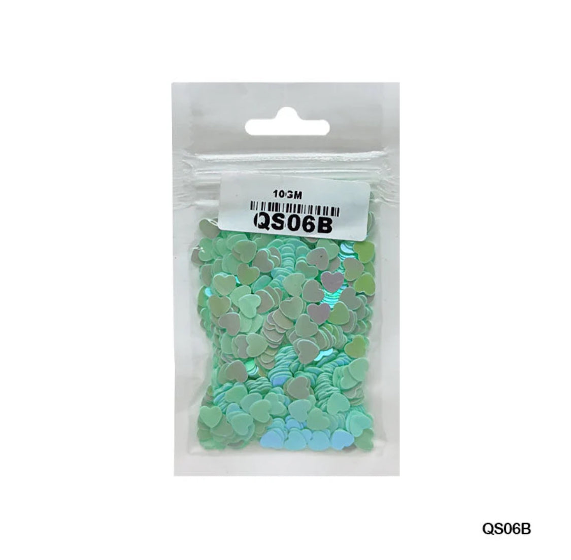 Qs06B Aqua Green Heart Sequins 10g