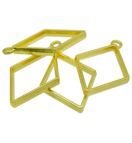 Unique Strokes DIY Metal Imitation 4pcs Gold Rhombus