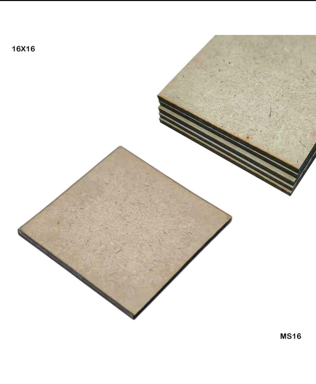 MDF Square 16X16 Inch Pack of 2 (3MM)