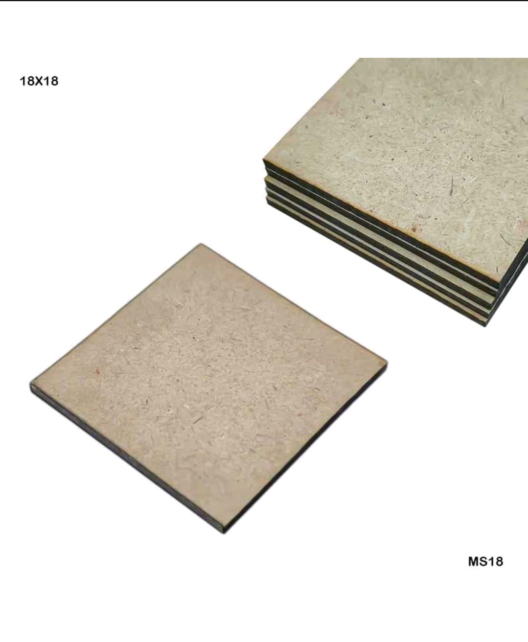 MDF Square 18X18 Inch Pack of 2 (3MM)