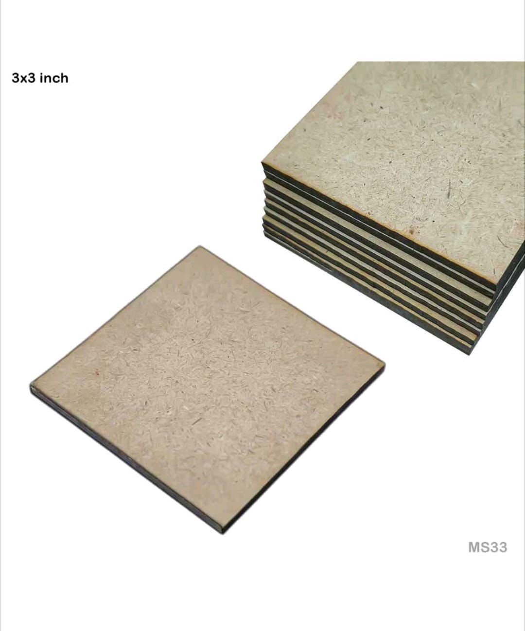 MDF Square 3X3 Inch Pack of 10 (3MM)