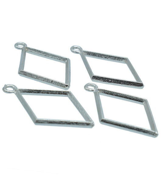 Unique Strokes DIY Metal Imitation 4pcs Silver Rhombus