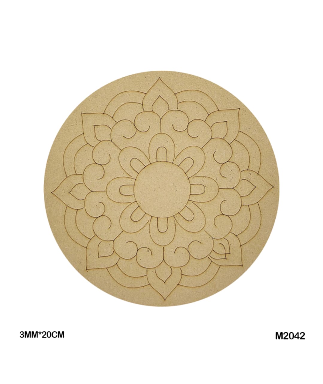 Pre-Marked MDF for Mandala Pichwai and Lippan art 8 Inch 3MM (M2042)