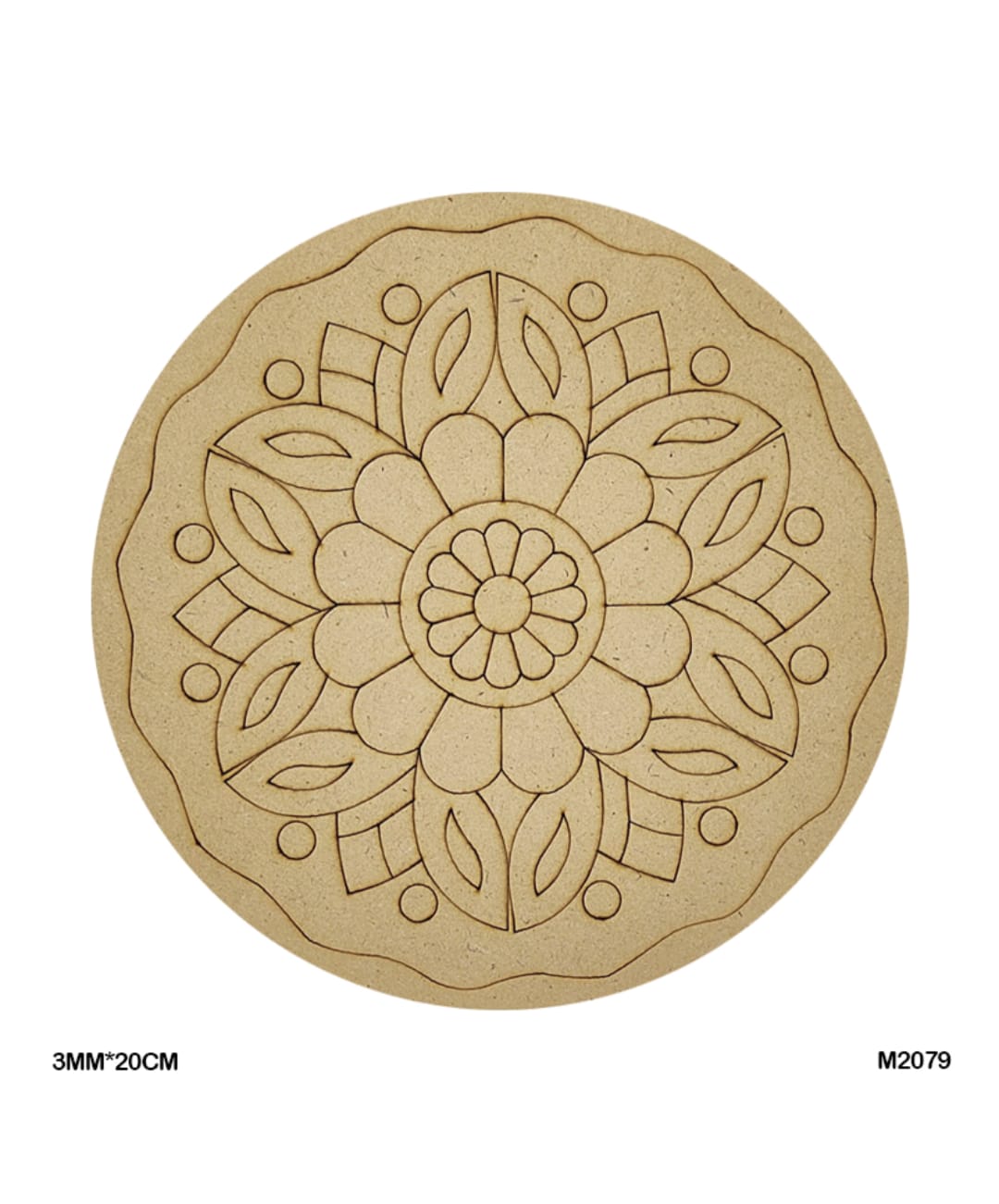 Pre-Marked MDF for Mandala Pichwai and Lippan art 8 Inch 3MM (M2079)