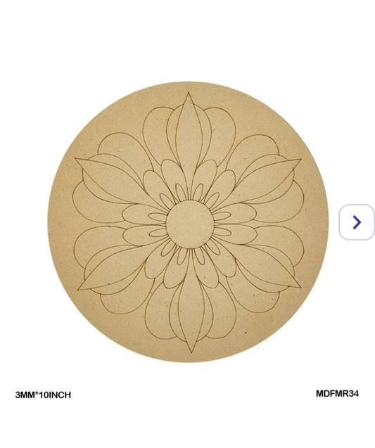 Pre-Marked MDF for Mandala Pichwai and Lippan art 10 Inch 3MM (MDFMR34)