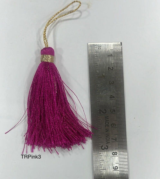 Unique Strokes Craft Tassels 3 Inch Dark Pink 4pc (TRPink3)