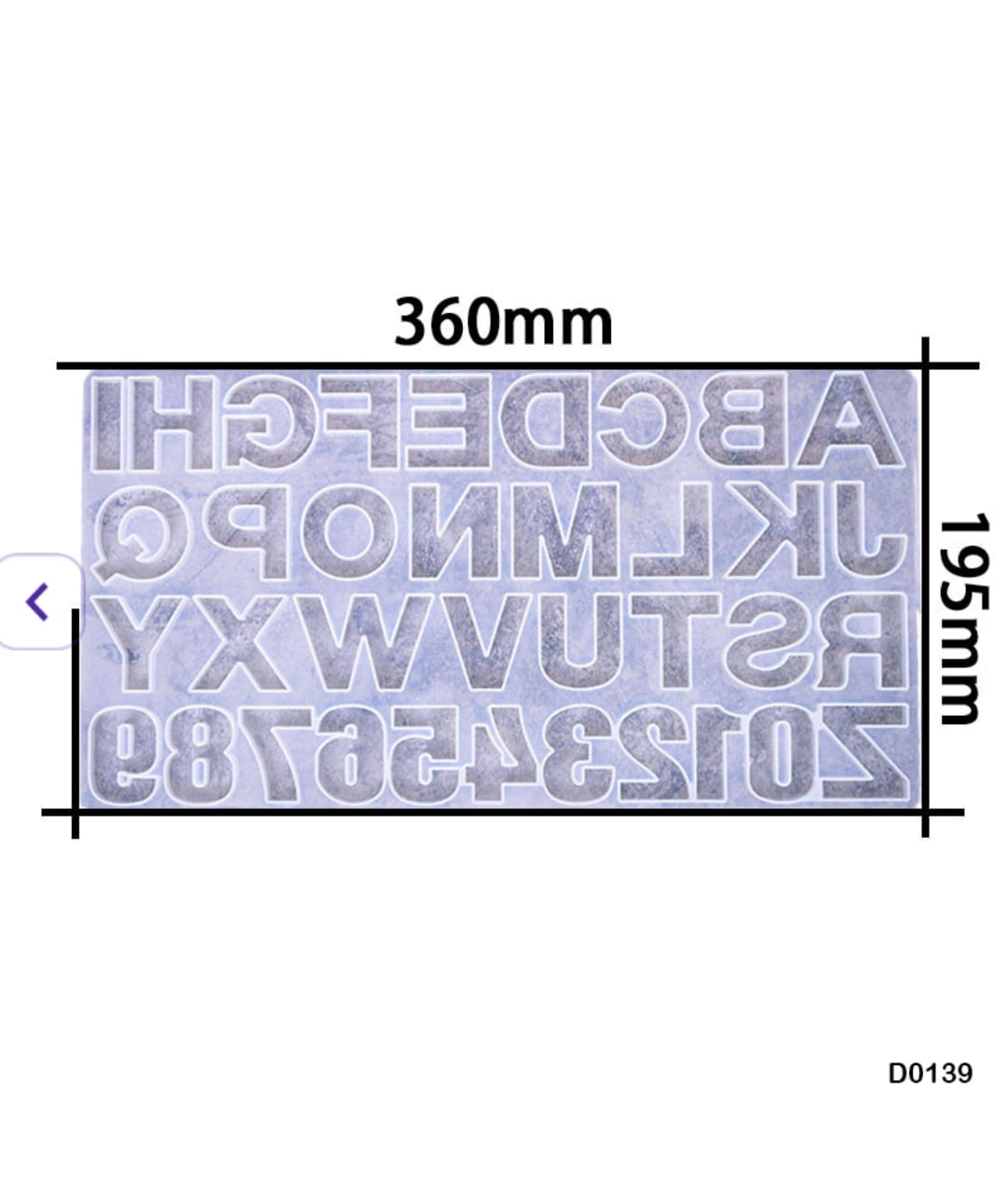 D0139 Resin Mold Key ring letter and Number (360*195mm) 1pc