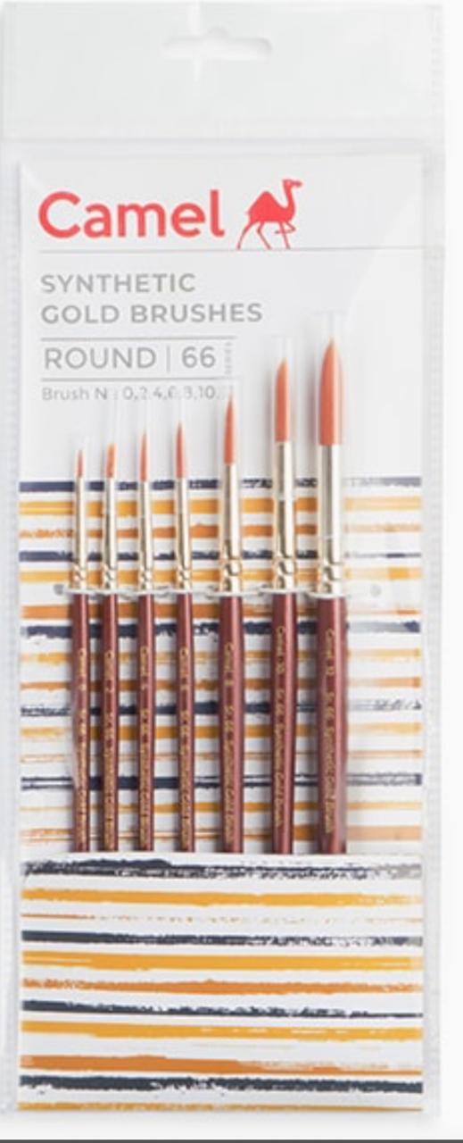 Camel Synthetic Gold Brushes Sr.66 Round set of 7(0,2,4,6,8,10,12)