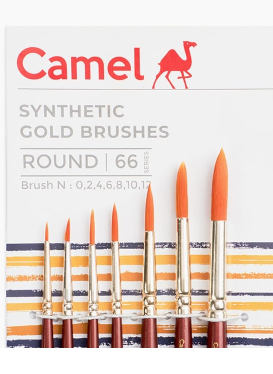 Camel Synthetic Gold Brushes Sr.66 Round set of 7(0,2,4,6,8,10,12)