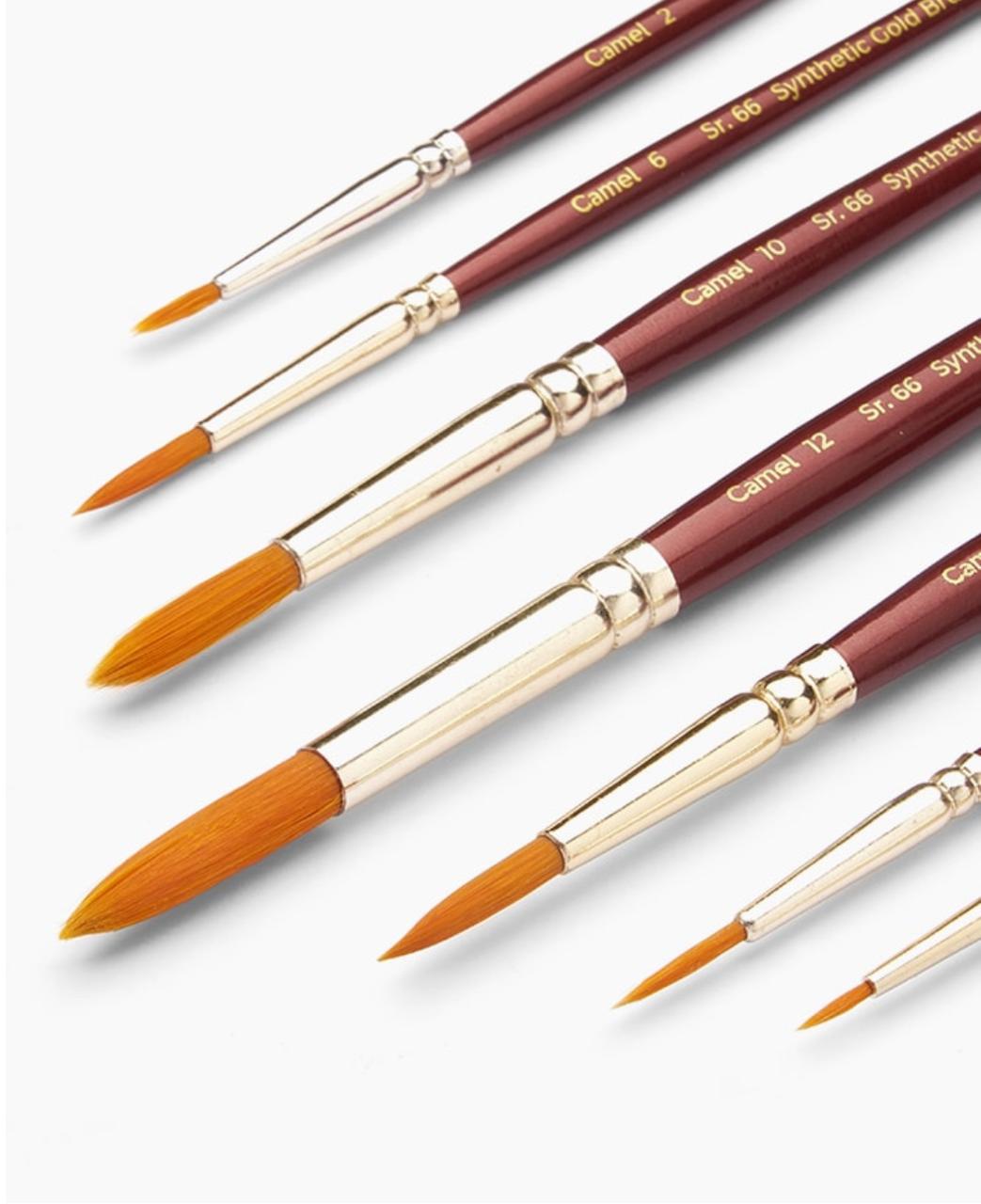 Camel Synthetic Gold Brushes Sr.66 Round set of 7(0,2,4,6,8,10,12)