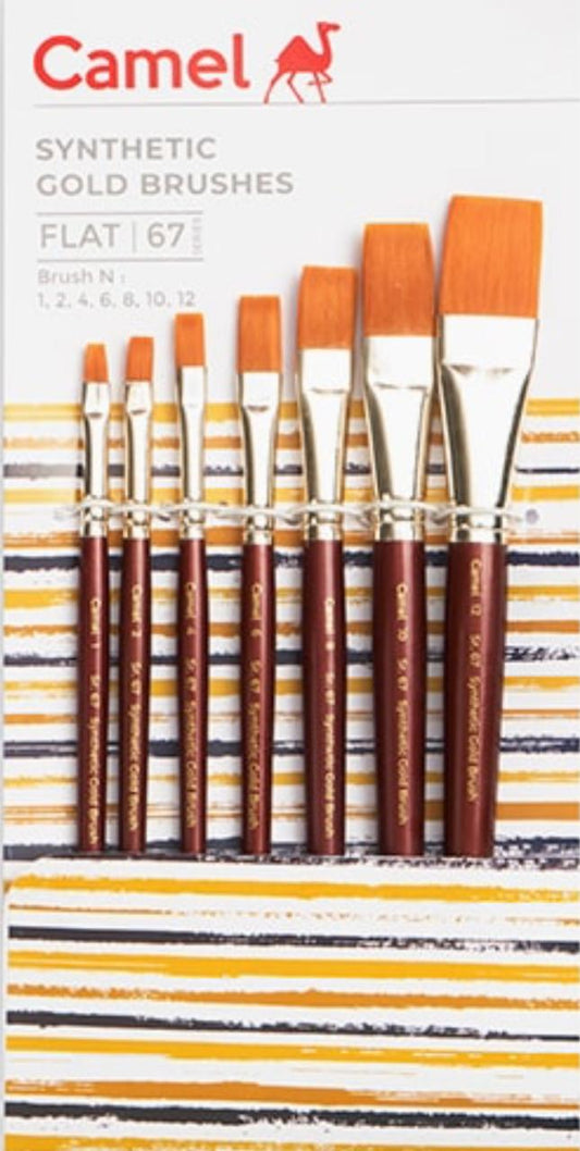 Camel Synthetic Gold Brushes Sr.67 Flat set of 7(1,2,4,6,8,10,12)