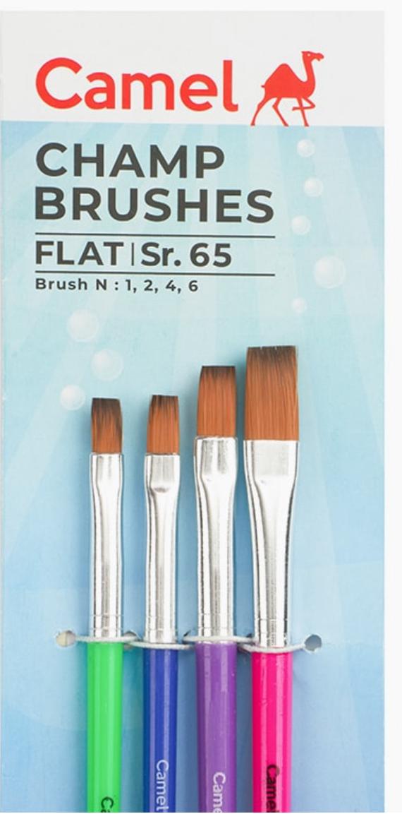 Camel Champ Flat Brushes Sr 65 Set of 4(1,2,4,6)
