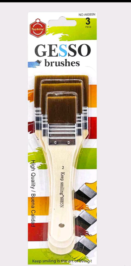 3pc Gesso Brush Dark Brown